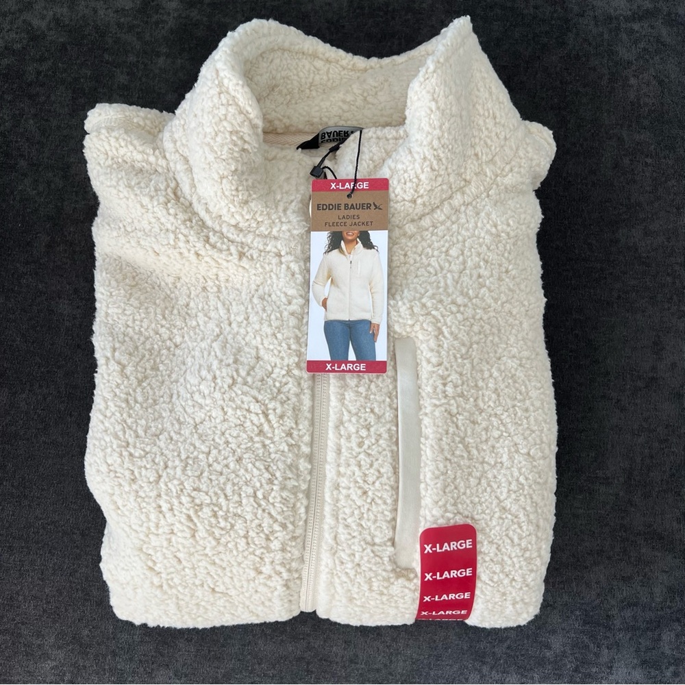 NWT Eddie Bauer Women's Fleece Jacket in Ivory - Picture 5 of 6